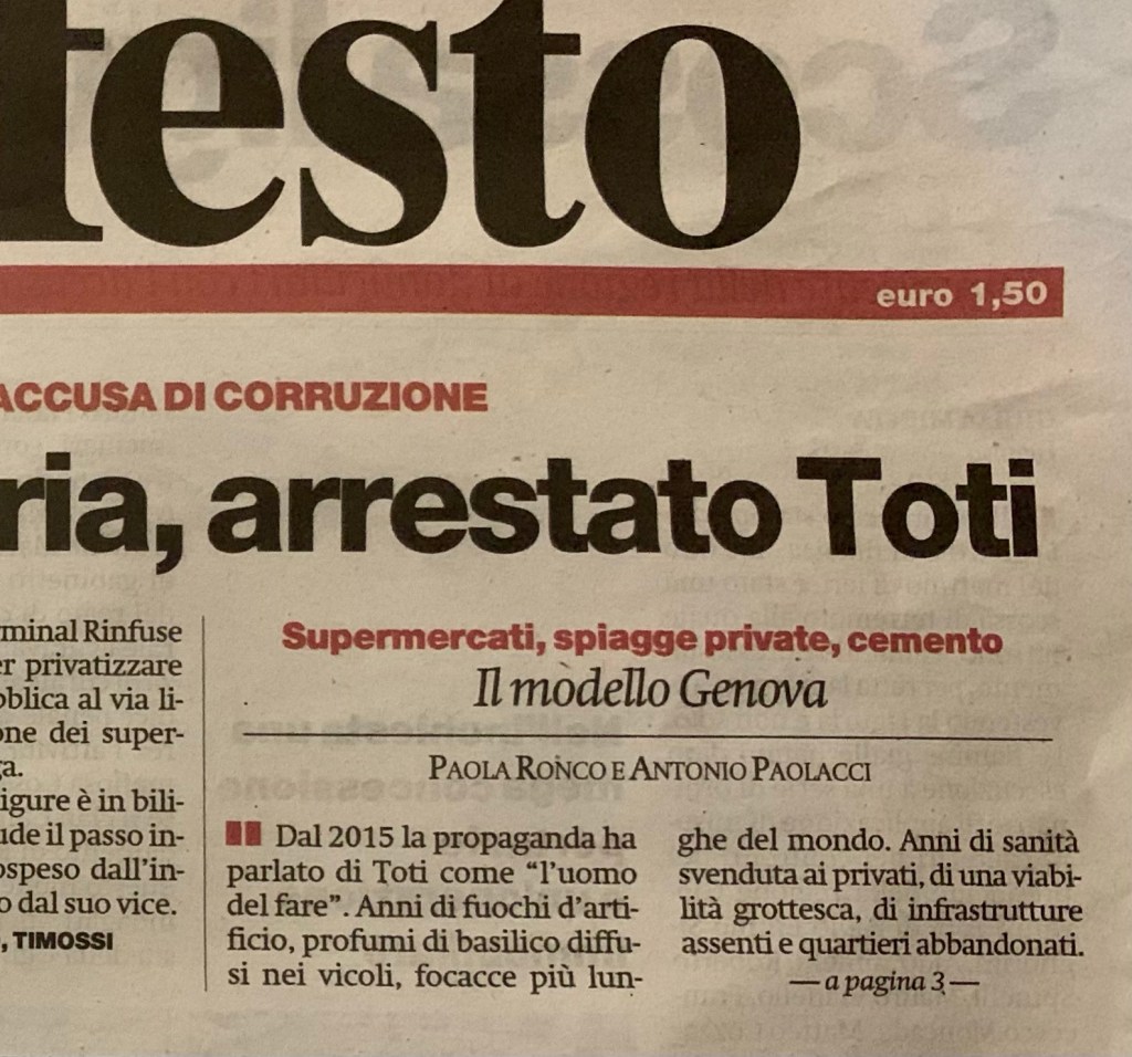 Arresti in Liguria: il nostro commento su «Il&nbsp;Manifesto»